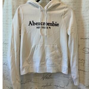 Vintage Abercrombie Y2K White Hoodie Women Small